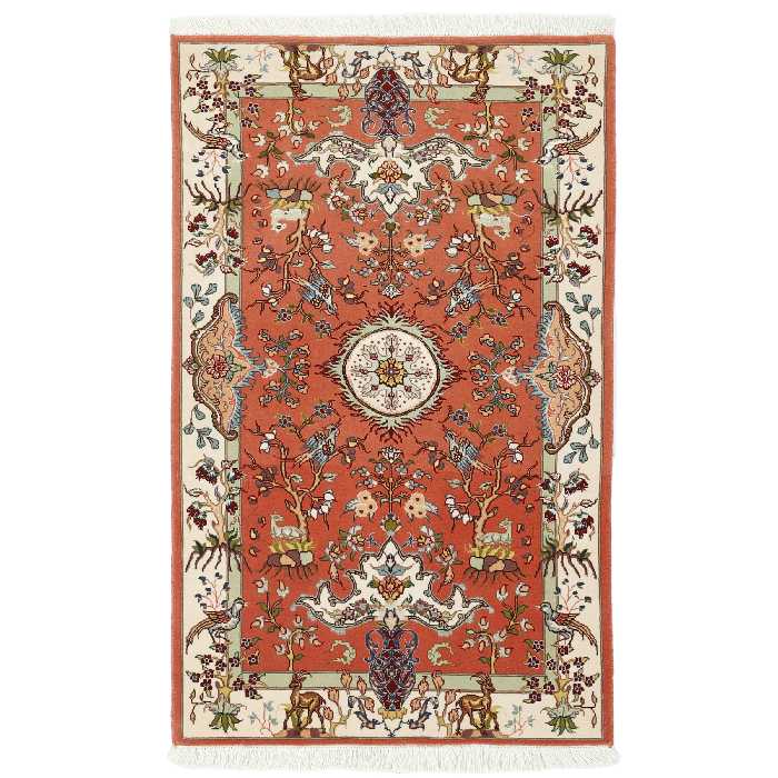 فرش دستبافت یک متری مدل گل ابریشم تبریز کد a537791