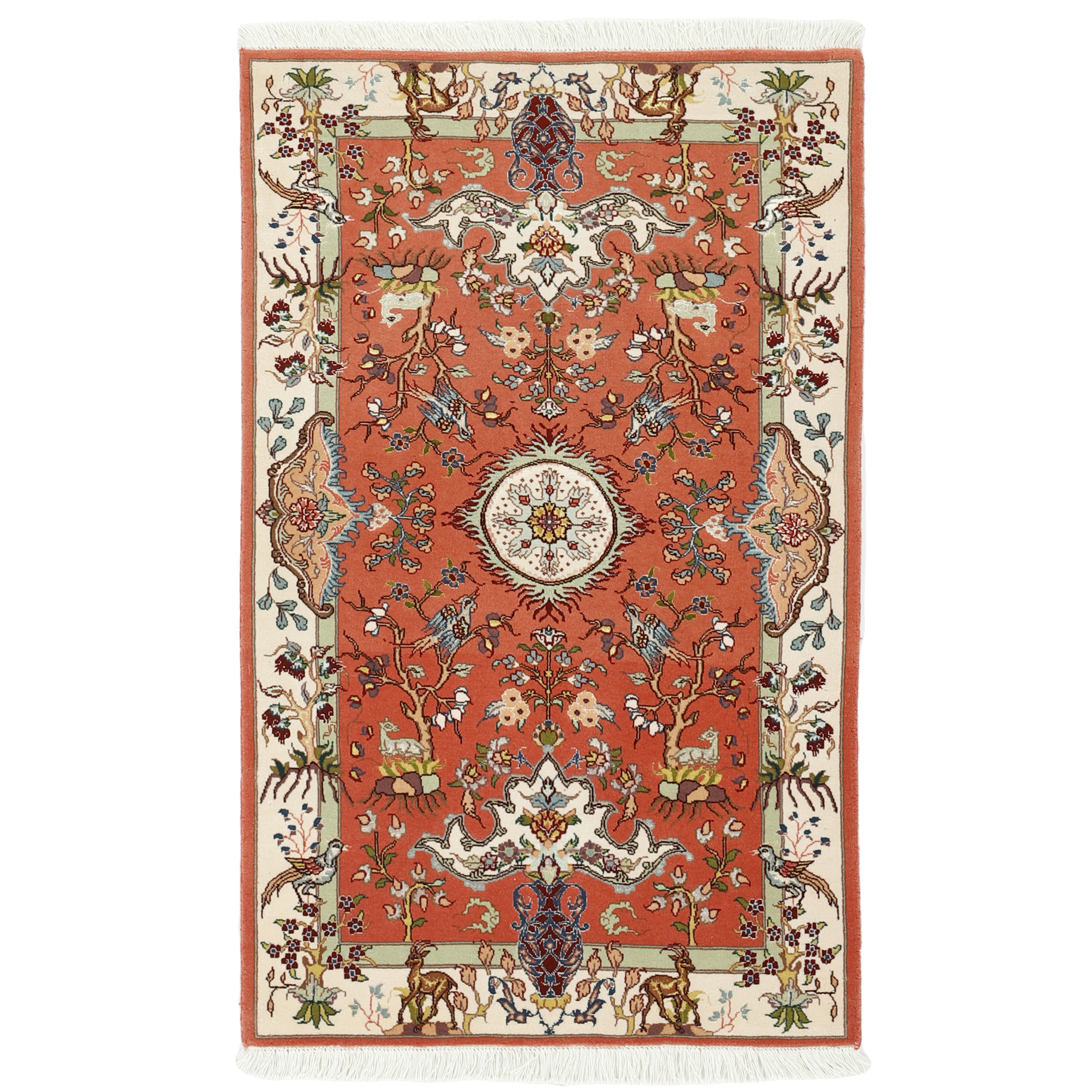 فرش دستبافت یک متری مدل گل ابریشم تبریز کد a537791