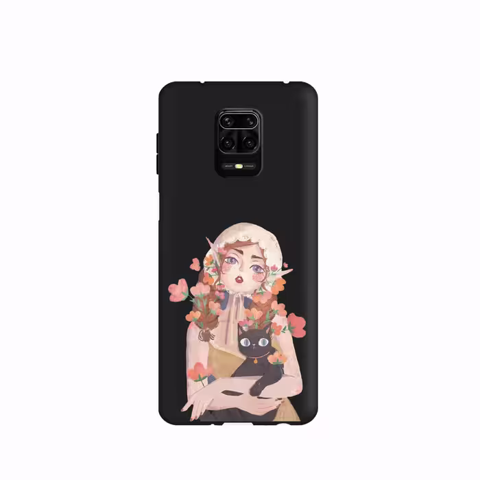 کاور طرح دختر و گربه کد 203 مناسب برای گوشی موبایل شیائومی Redmi Note 9s / Note 9 Pro