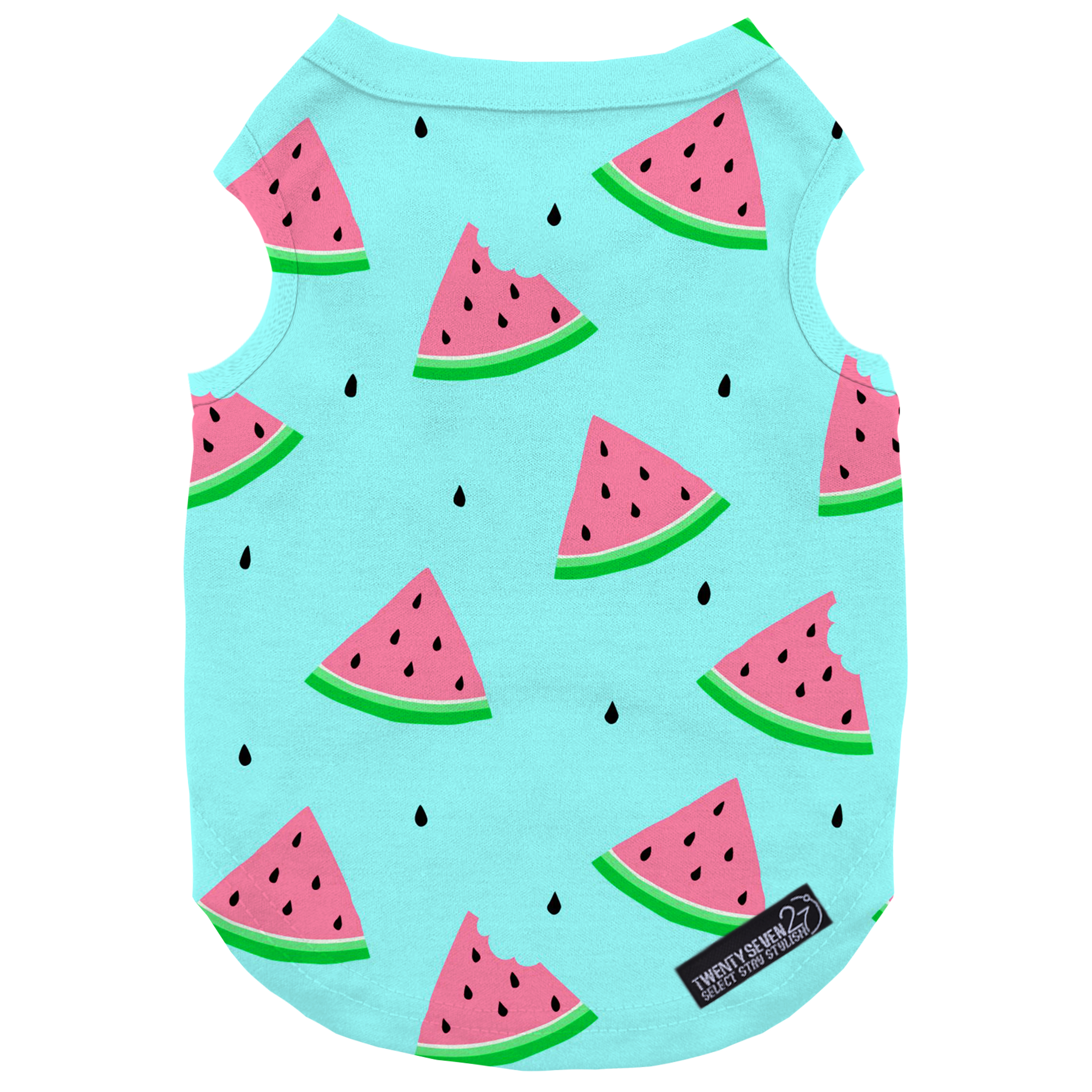 لباس سگ و گربه 27 طرح Watermelon Background Blue کد MH569 سایز S