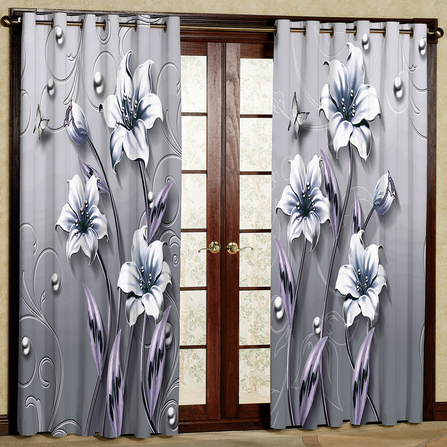 پرده مدل گل هازان پانچی کد 4405 سایز 140x200 سانتی متر