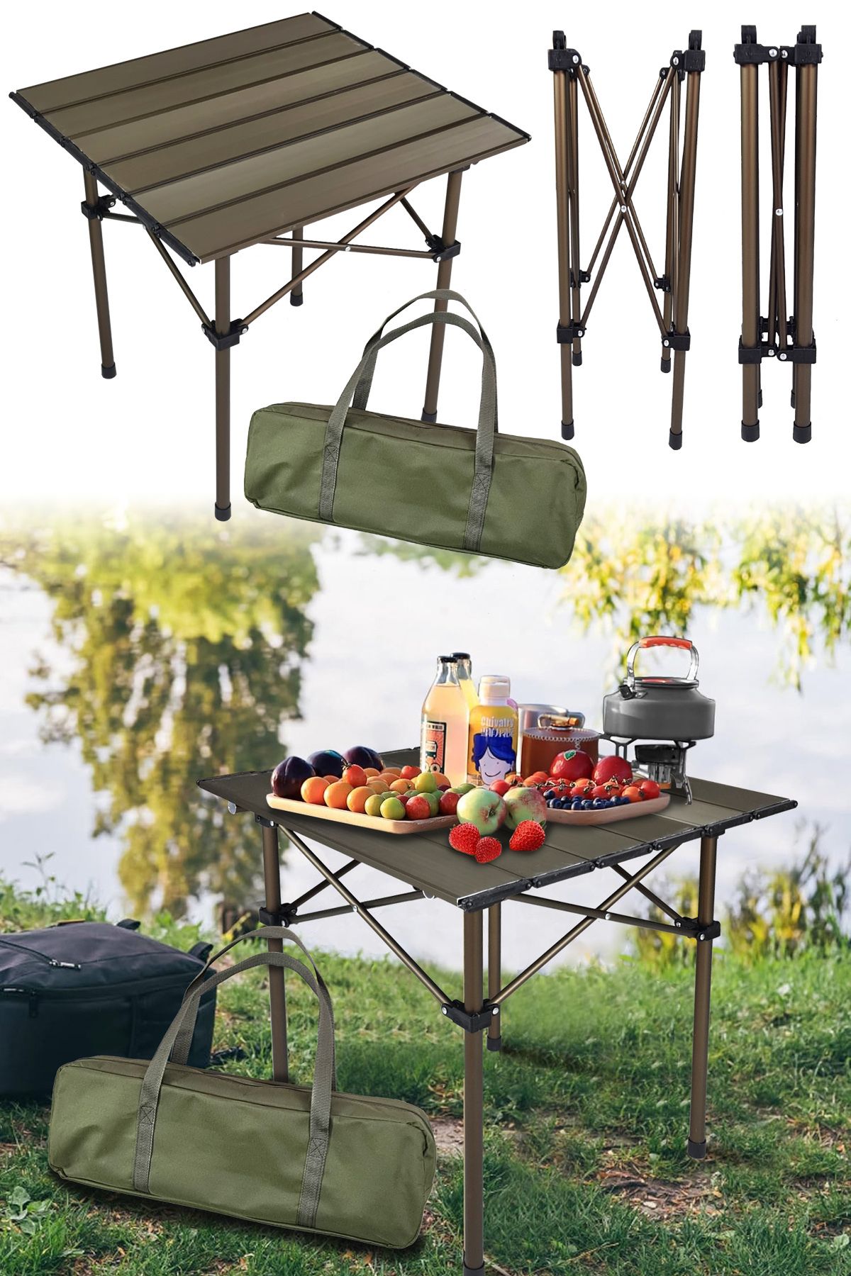 میز کمپ چند رنگ کمپینگ آلومینیوم 50X50X50Cm 2 Ha036 Binbirreyon