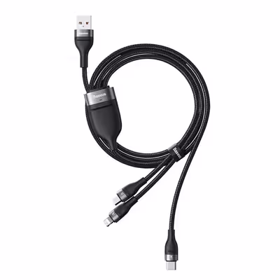 کابل تبدیل USB به لایتنینگ /USB-C/ microUSB باسئوس مدل Data Cable-66W طول 1.2 متر