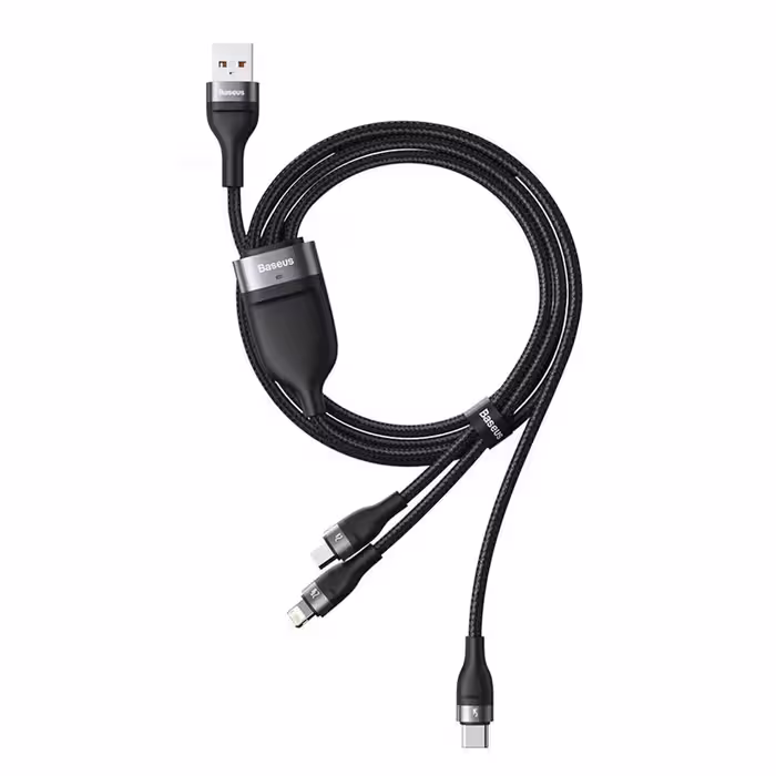 کابل تبدیل USB به لایتنینگ /USB-C/ microUSB باسئوس مدل Data Cable-66W طول 1.2 متر