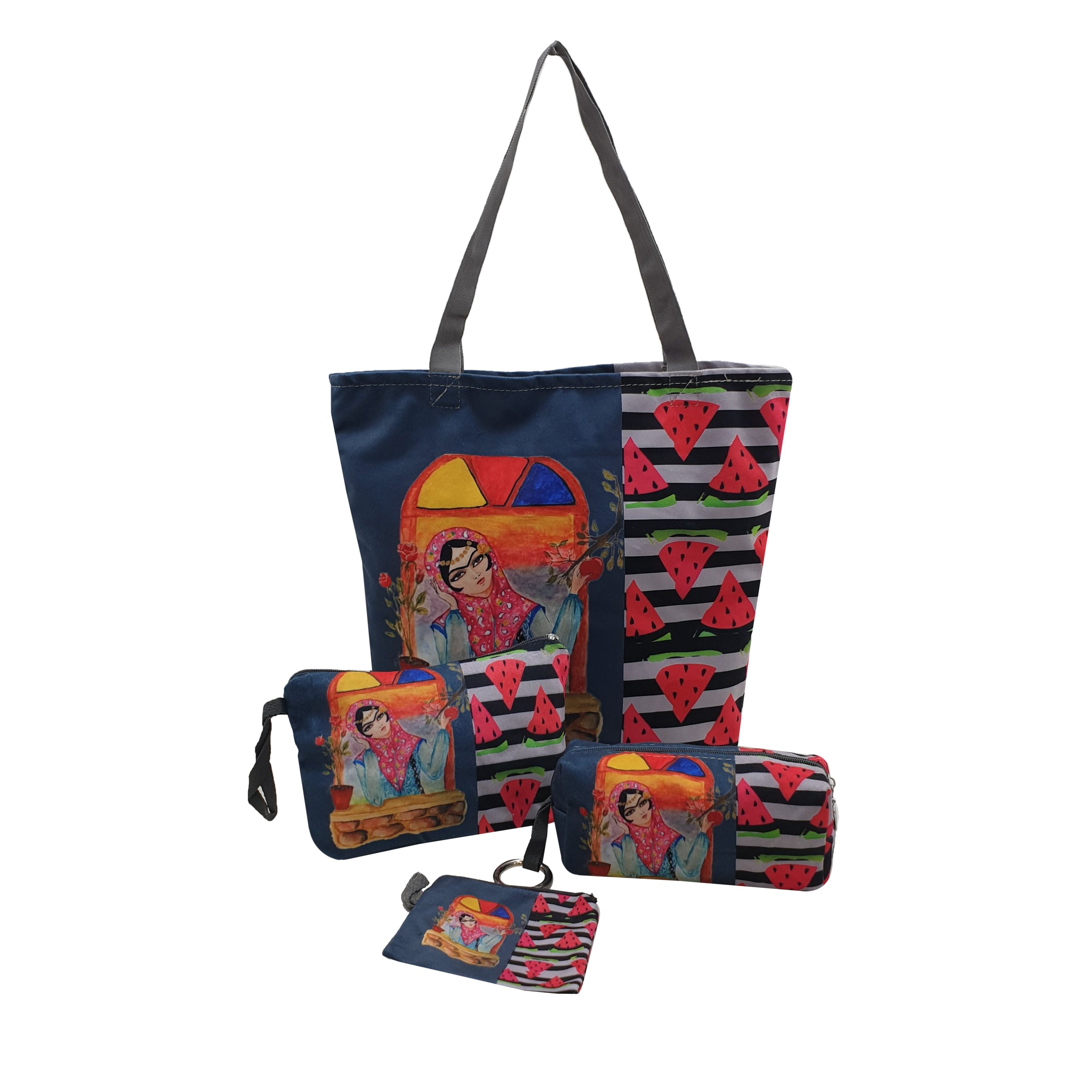 ست چهار تکه کیف بزرگ ساسویه سری یلدا-هندوانه (کد 1106)