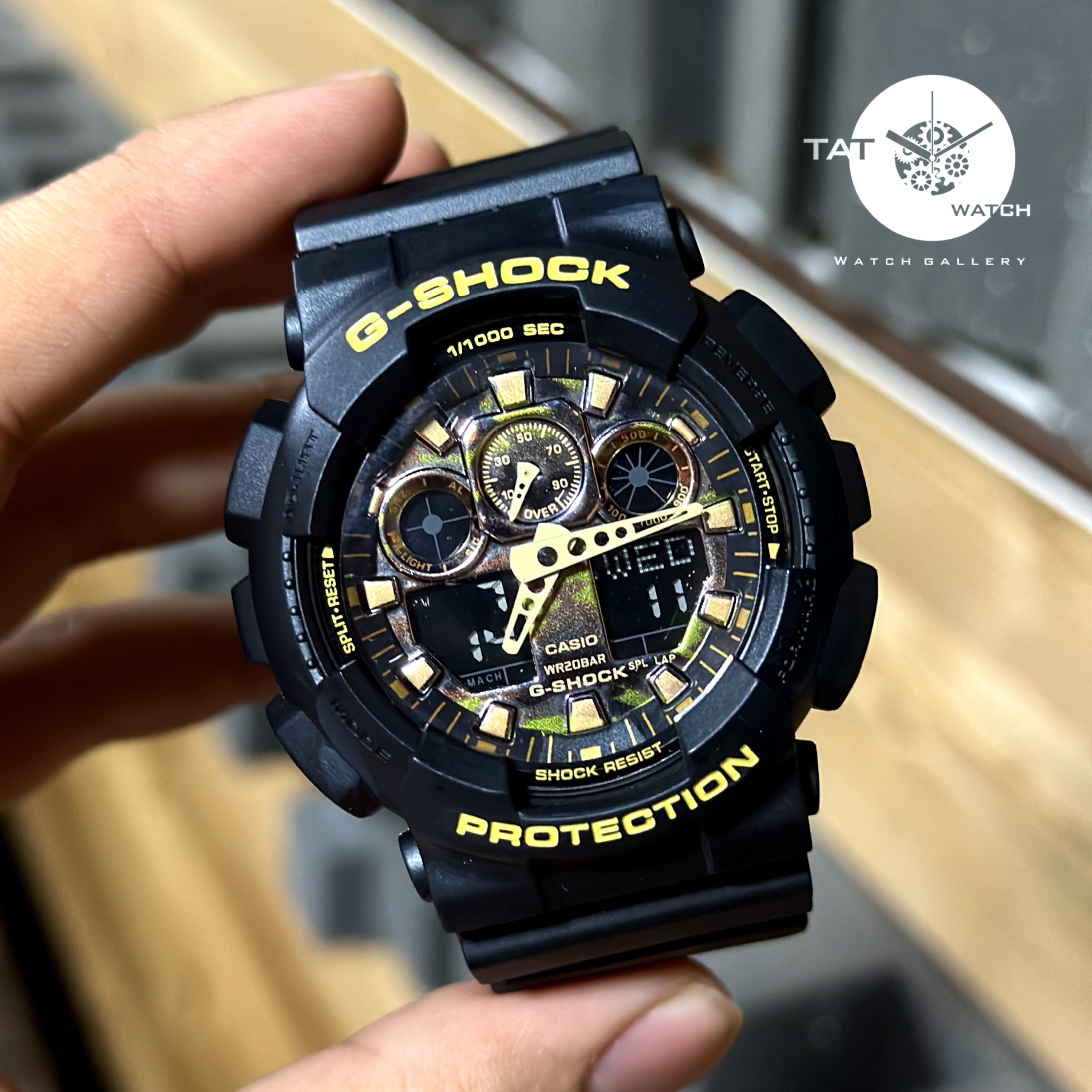 ساعت مچی G-Shockجی شاکGA100 چریکی با یک سال گارانتی دارای جعبه جیشاک کیفیت مسترکوالتی 