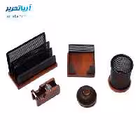 ست لوازم اداری رومیزی 5 تکه چوب و فلز جهان نما