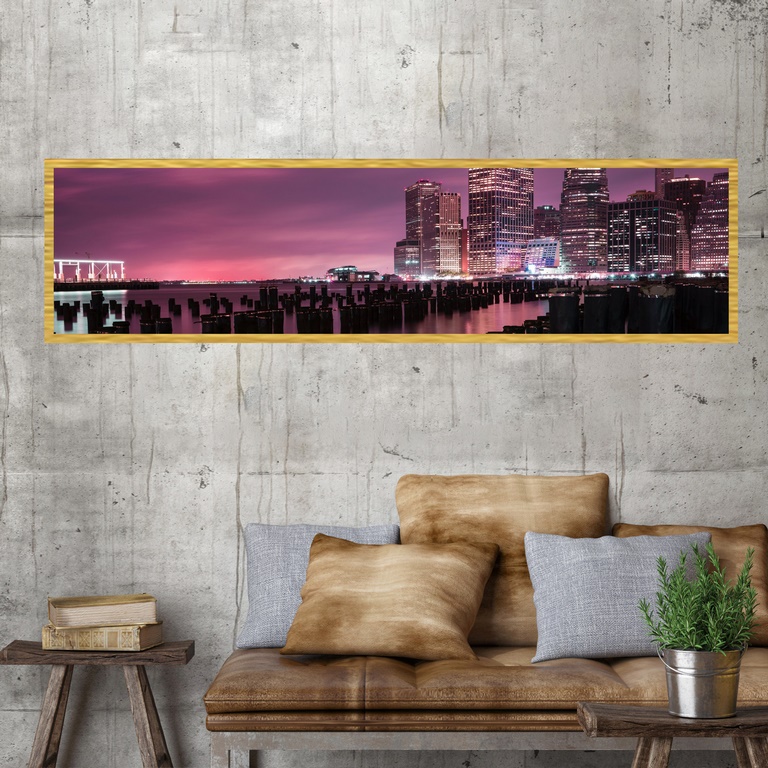 تابلو بکلیت طرح منظره دریا و شهر مدل کشیده T-7482