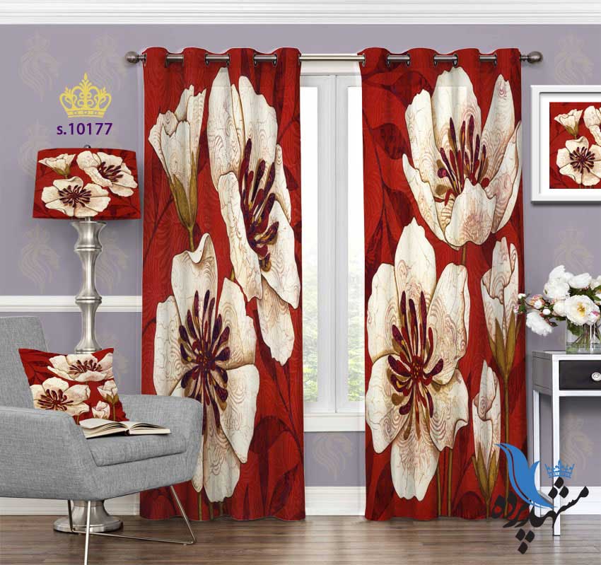 پرده پانچ گلدار طرح گل ارکیده S10177