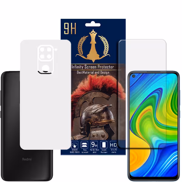 برچسب پوششی اینفینیتی مدل PRO MAX مناسب برای گوشی موبایل شیائومی REDMI NOTE 9 به همراه محافظ صفحه نمایش