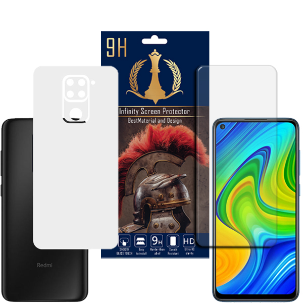 برچسب پوششی اینفینیتی مدل PRO MAX مناسب برای گوشی موبایل شیائومی REDMI NOTE 9 به همراه محافظ صفحه نمایش