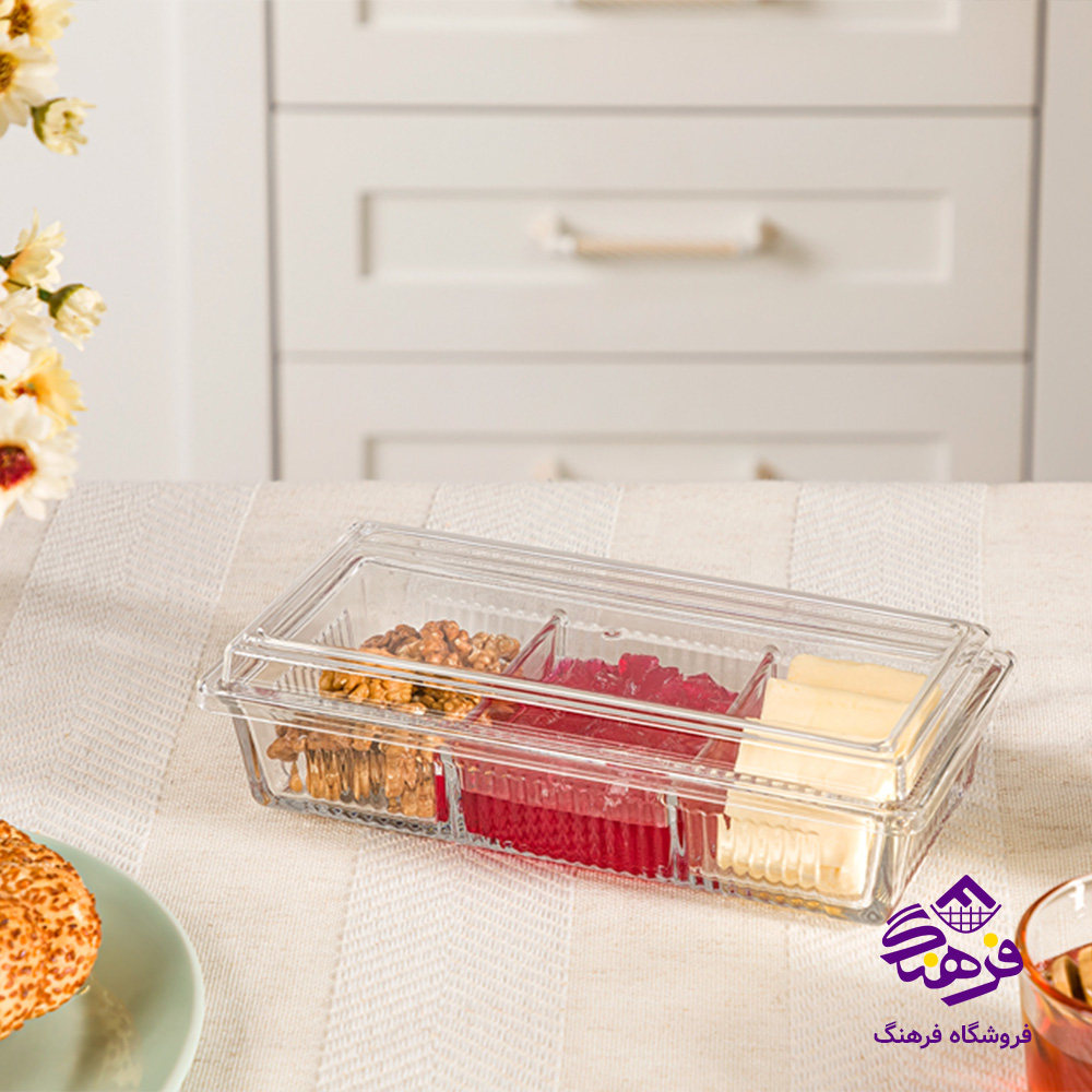 اردوخوری شیشه ای درب آکرولیک لیمون