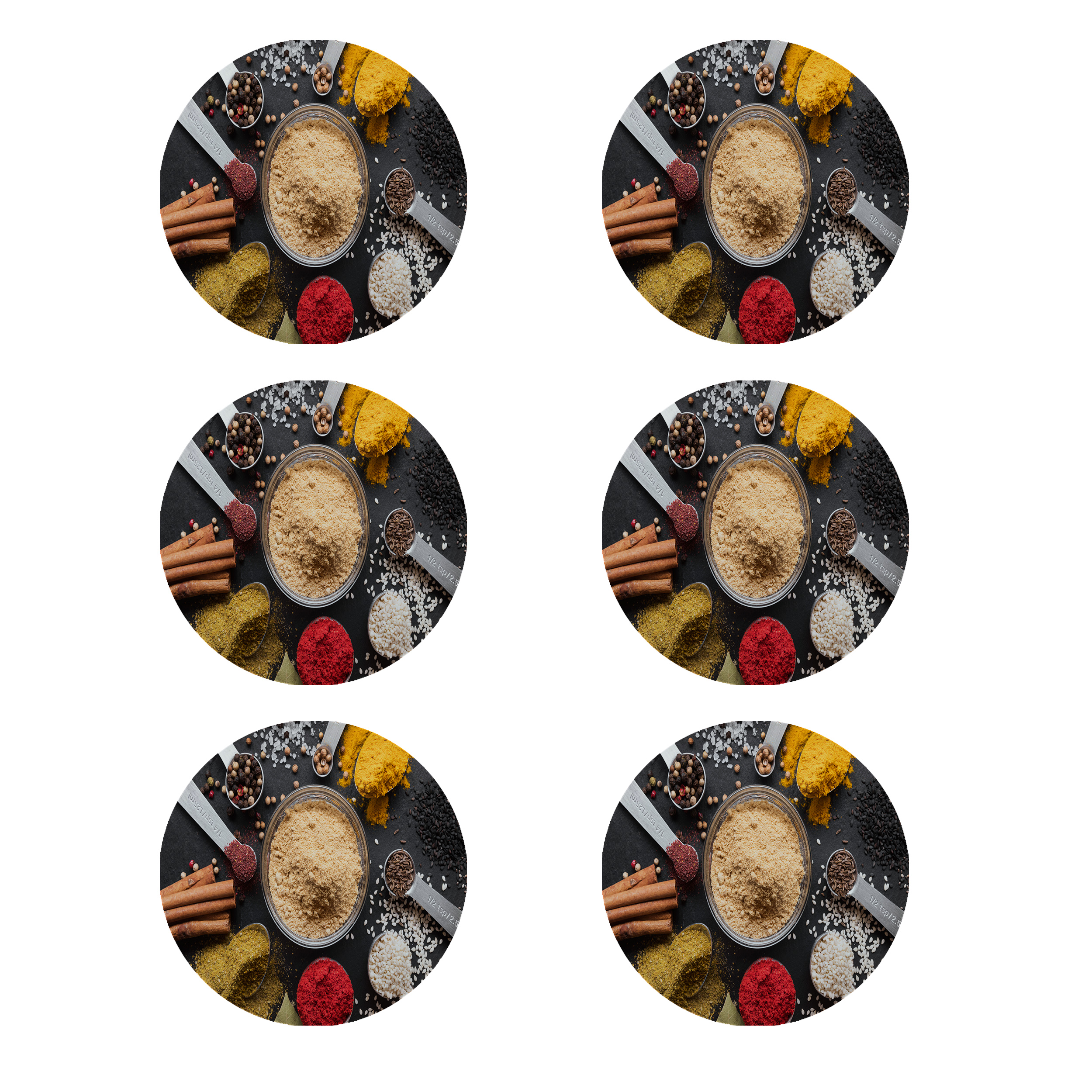 زیر لیوانی طرح ادویه کد 8309 بسته 6 عددی