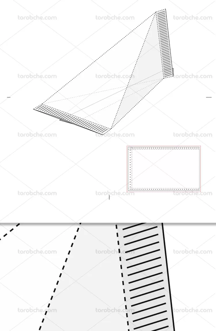 وکتور صفحه گسترده بسته بندی مثلث | گرافیک با طعم تربچه