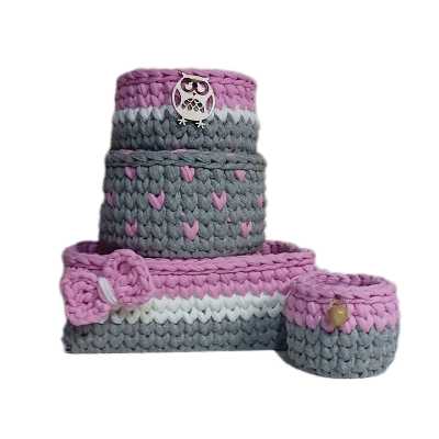 سبد قلاب بافی تریکو طرح سیسمونی نوزاد کد 81 مجموعه 4 عددی