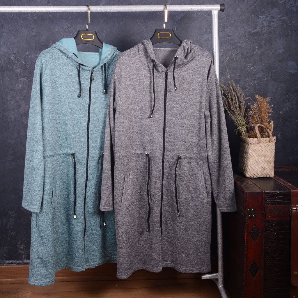 مانتو 7355 ، 7354 جلو زیپدار و کلاهدار سایز بزرگ