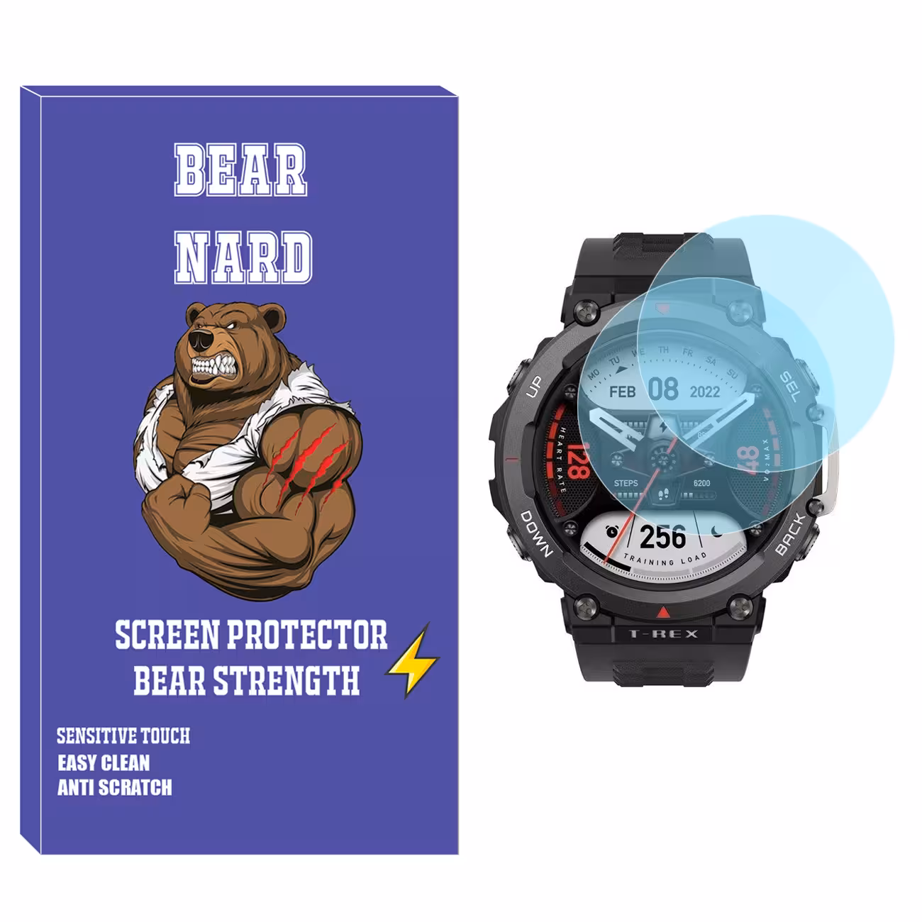 محافظ صفحه نمایش شیشه‌ای برنارد مدل SH-BR مناسب برای ساعت هوشمند امازفیت T-Rex 2 بسته دو عددی