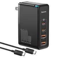 شارژر دیواری باسئوس مدل GaN2 Pro 100W به همراه کابل تبدیل USB-C