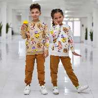 ست بلوز و شلوار  اسپرت دخترانه و پسرانه طرح آناناسی سایز35 تا 55