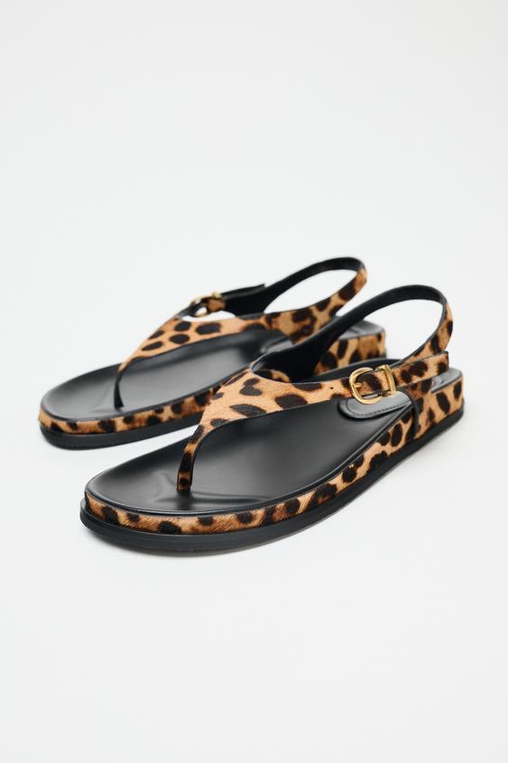 صندل زنانه زارا LEOPARD PRINT LEATHER SANDALS | تهران زارا TehranZara
