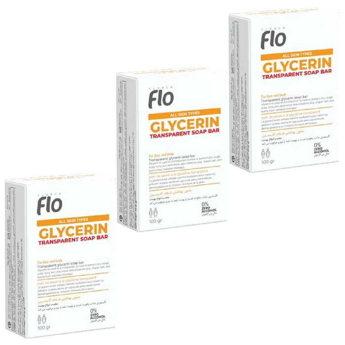 صابون شستشو فلو مدل گلیسرینه وزن 100 گرم بسته 3 عددی