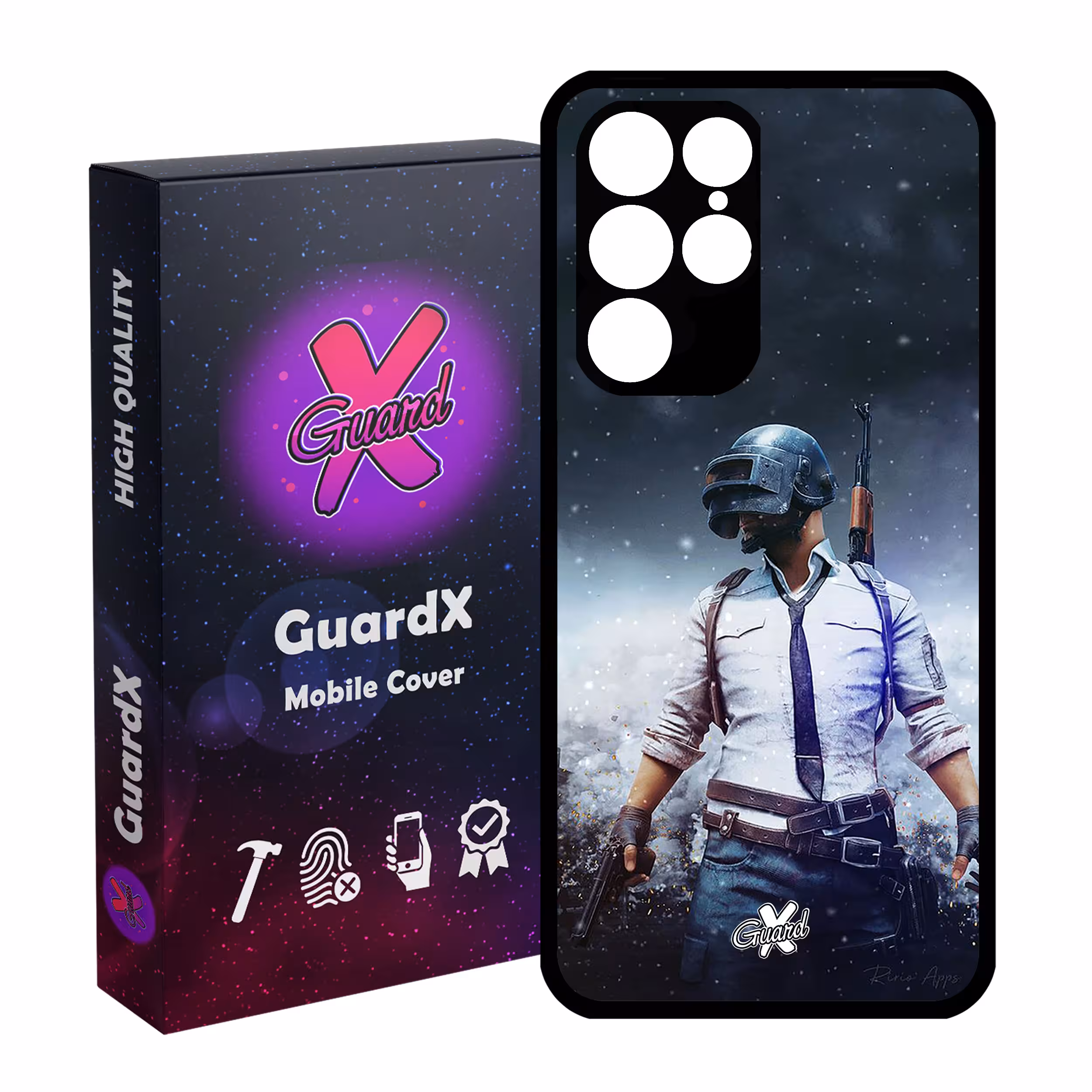 کاور گارد ایکس طرح Pubg مدل Glass10039 مناسب برای گوشی موبایل سامسونگ Galaxy S22 Ultra