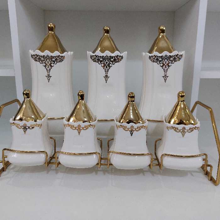 پاسماوری 7 پارچه چینی ایفل طرح تاج گلد