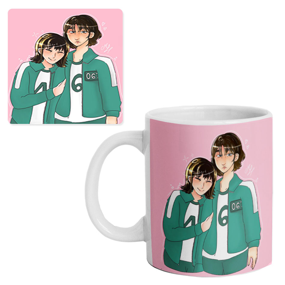 ماگ طرح Squid Game مدل M4049 به همراه زیرلیوانی