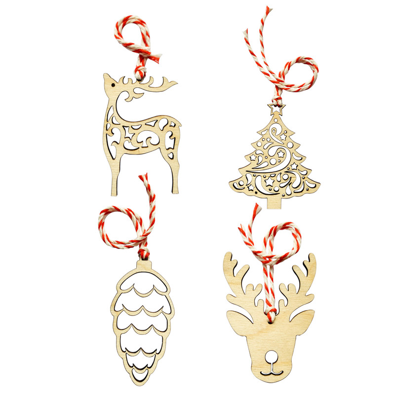 آویز تزیینی طرح درخت کریسمس کد 03 مجموعه 4 عددی