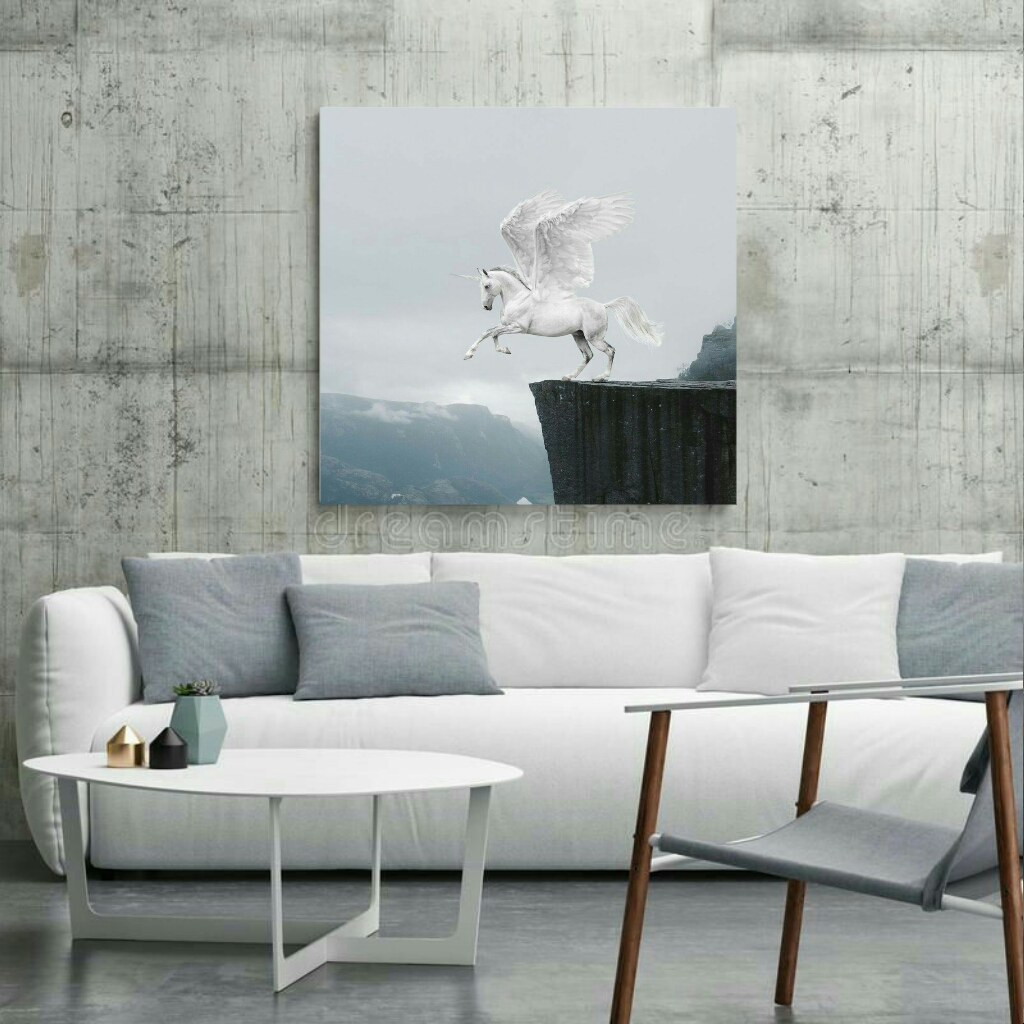 تابلو بوم طرح اسب شاخ دار کدBH530