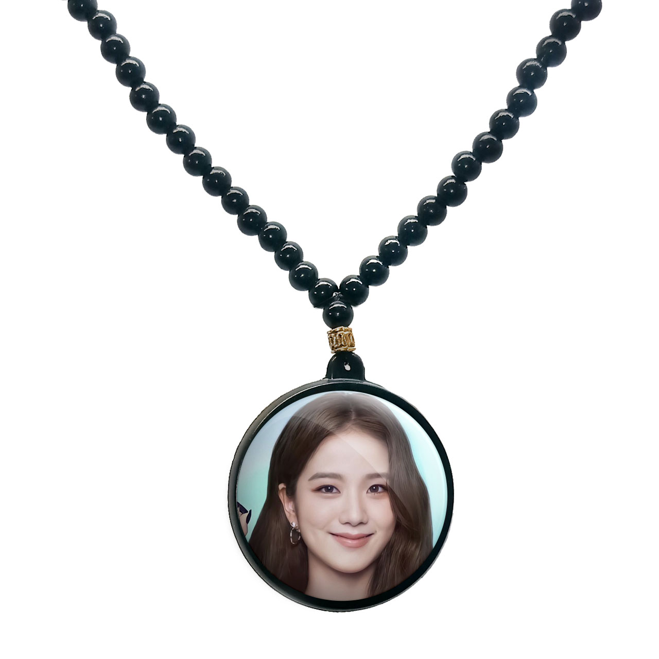 گردنبند پرمانه طرح بلک پینک کد pmd.18134 مدل دو طرفه