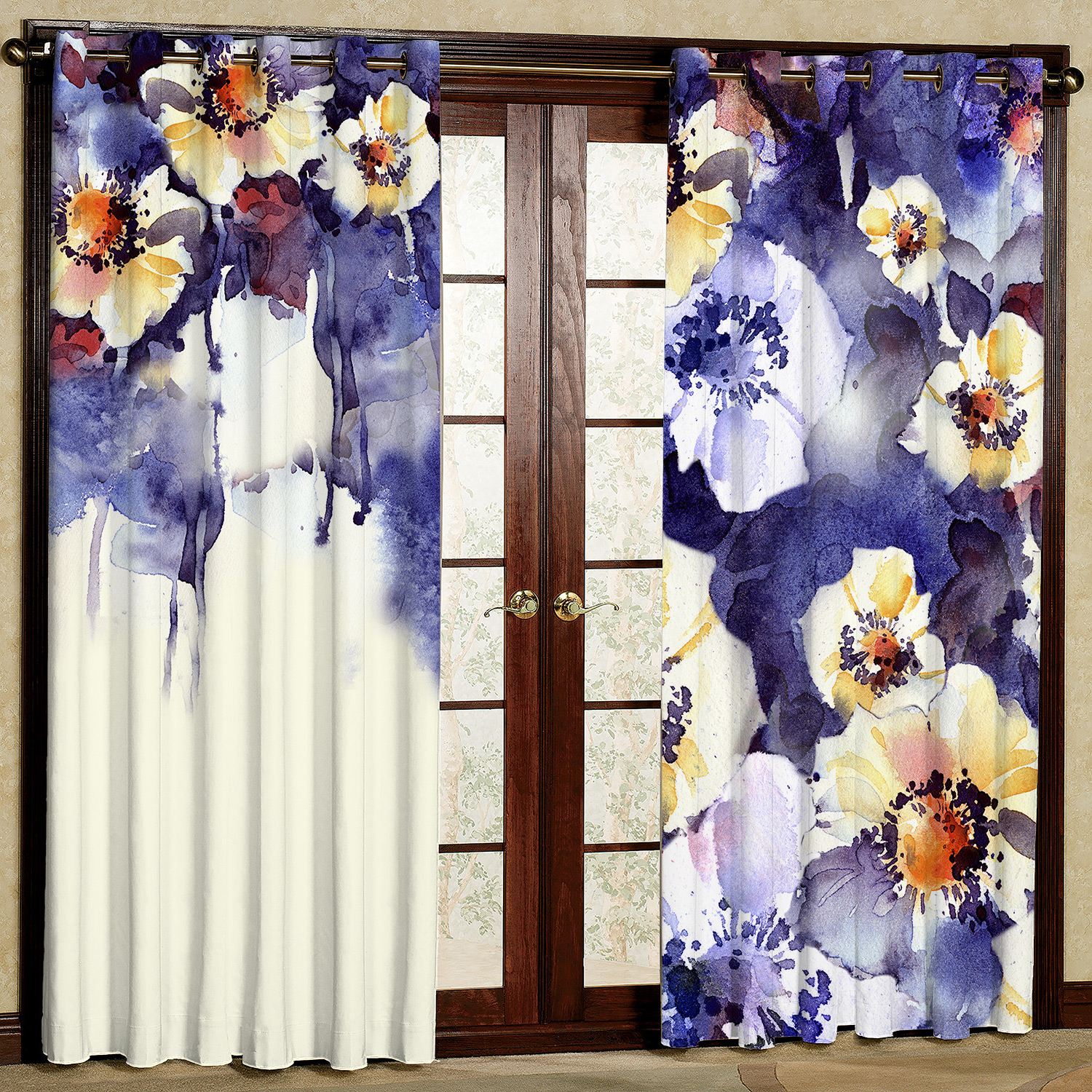 پرده مدل گل دار مخمل پانچی کد 1149L سایز 140x280 سانتی متر