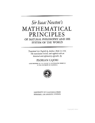 خرید و دانلود نسخه کامل کتاب Mathematical Principles of Natural Philosophy