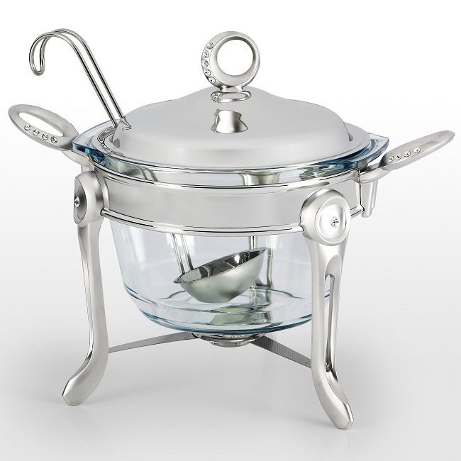 سوفله سوپ خوری بزرگ تک استیل مدل نگین دار (استیل)