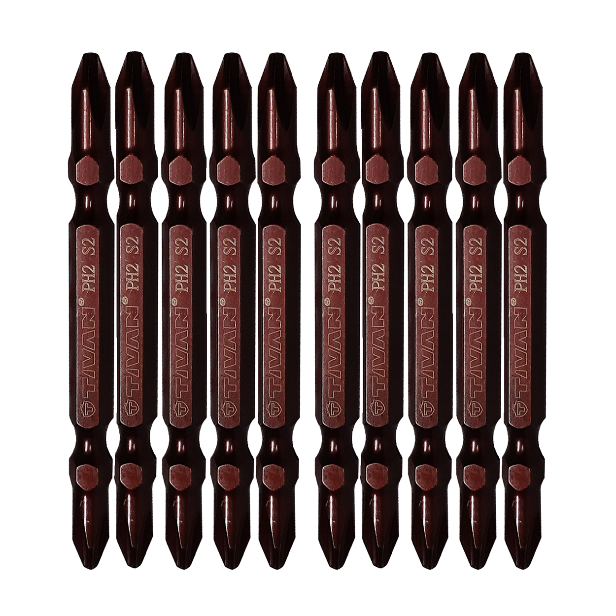 سری پیچ گوشتی دو سر چهار سو تیوان مدل HT - 002 مجموعه ده عددی