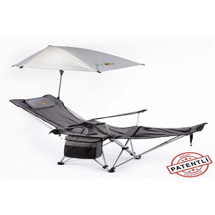 صندلی کمپ خاکستری اردوگاه Legend Umbrella که می تواند با سایه قرار بگیرد فانکی چیز Funky Chairs