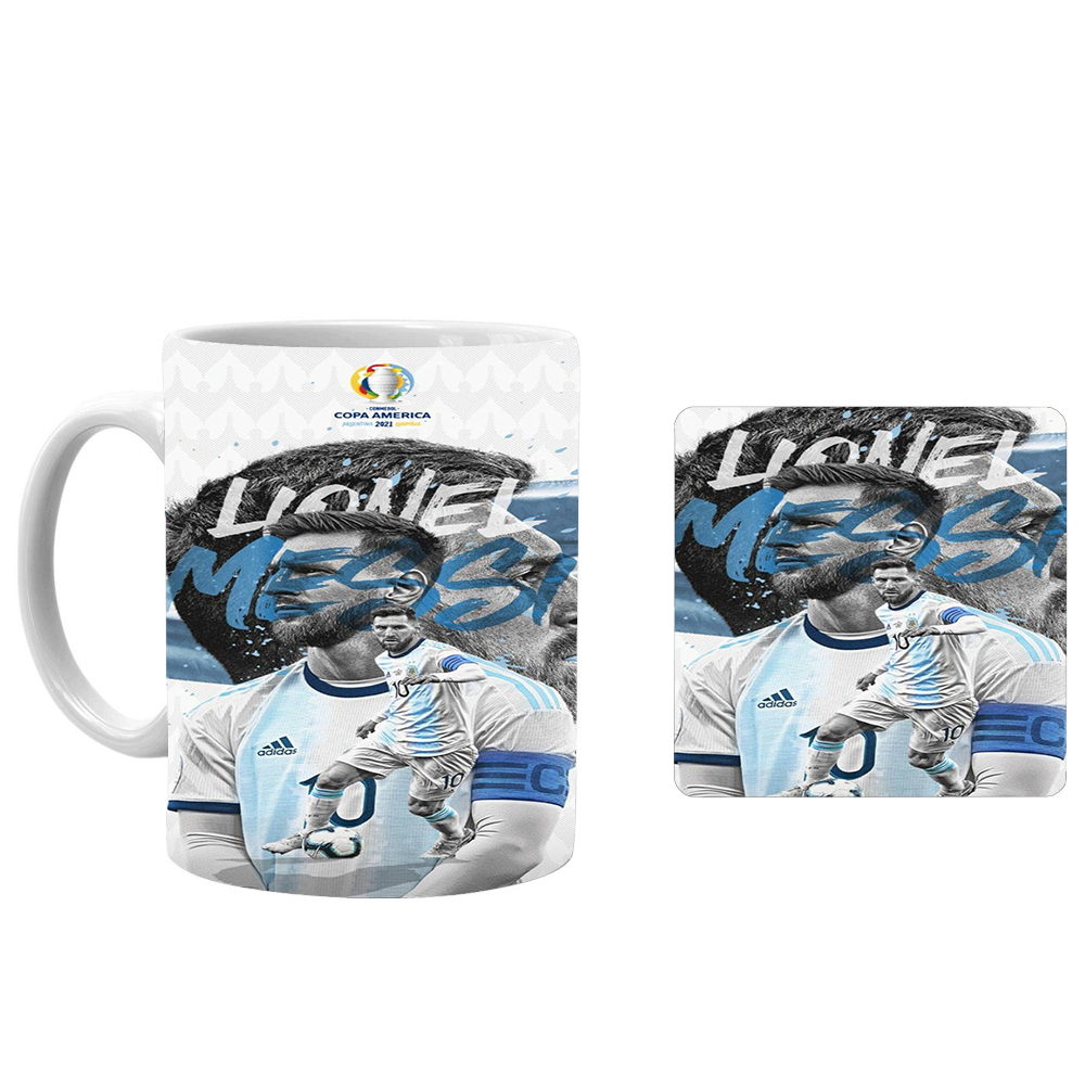 ماگ طرح لیونل مسی xm7 به همراه زیرلیوانی