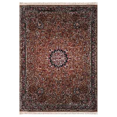 فرش ماشینی زمرد مشهد مدل 210067 زمینه گردویی