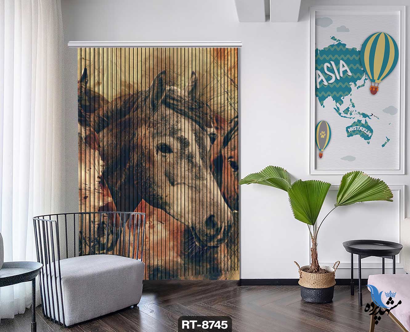 پرده شرشره تصویری طرح نقاشی اسب RT8745