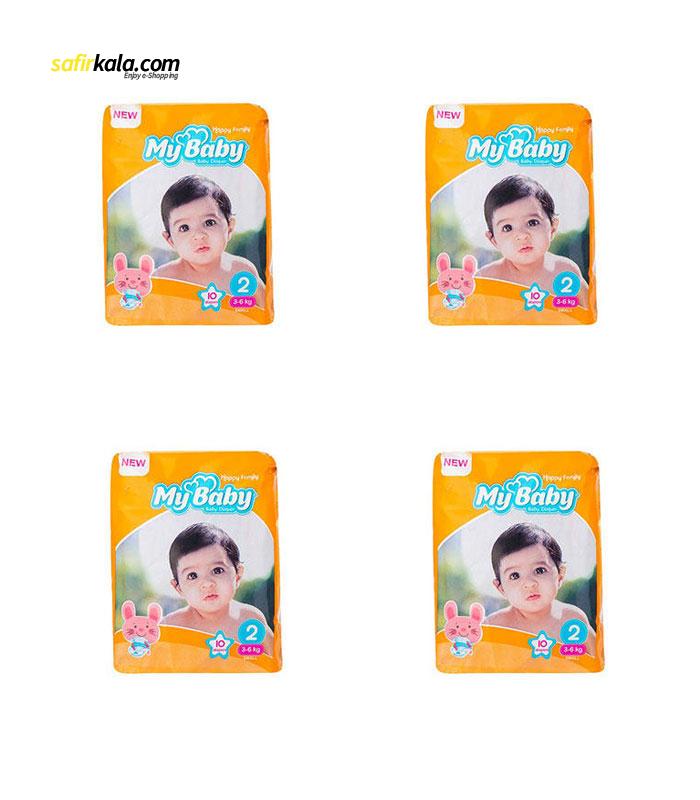پوشک بچه مای بیبی مدل Happy Family کد 2 بسته 10 عددی مجموعه 4 عددی