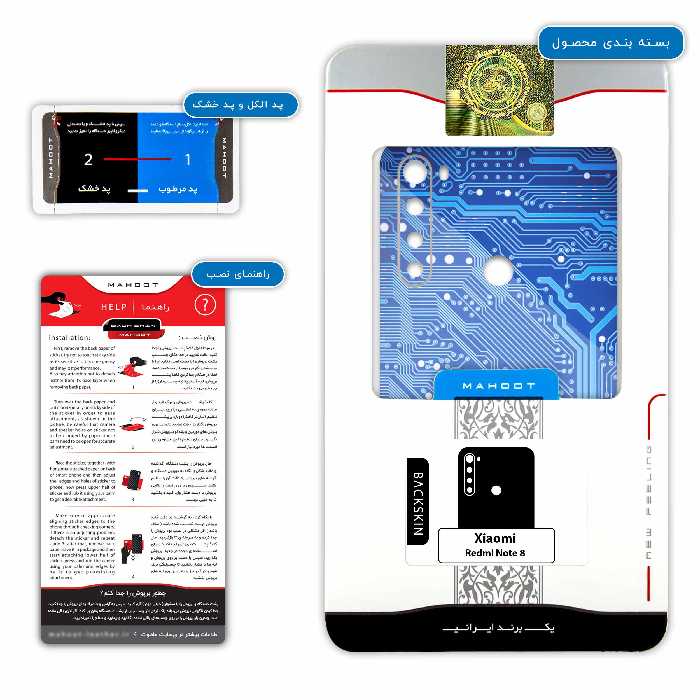 برچسب پوششی ماهوت مدل Blue Printed Circuit Board مناسب برای گوشی موبایل شیائومی Redmi Note 8