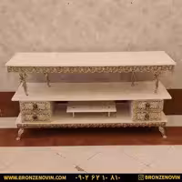 میز تلویزیون برنز مدل گل رز برجسته سنگین چهار کشو طول 140 کد 9606