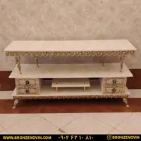 میز تلویزیون برنز مدل گل رز برجسته سنگین چهار کشو طول 140 کد 9606