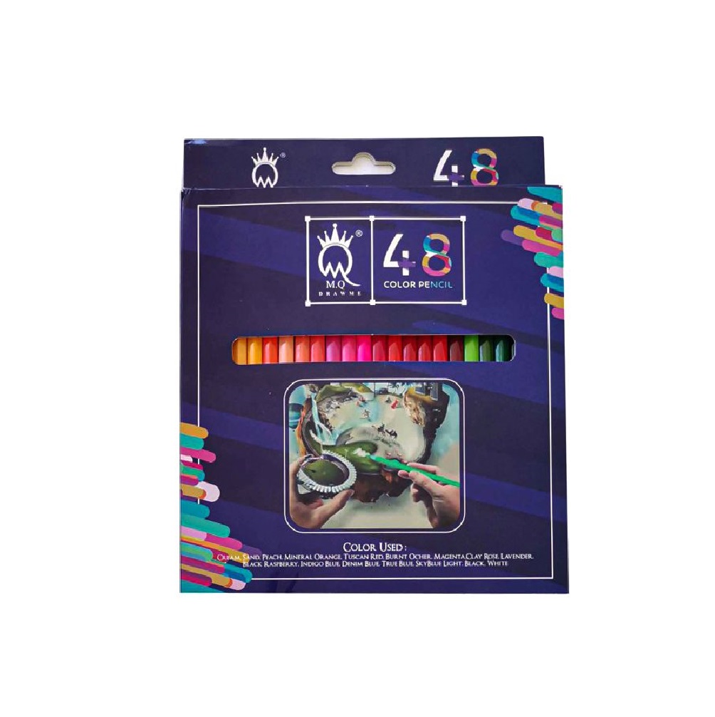 مداد رنگی 48 رنگ جعبه مقوایی ام کیو