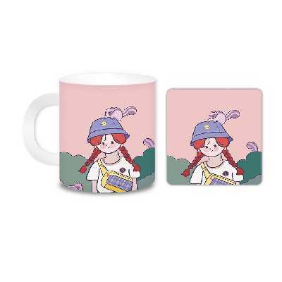 ماگ مدل دختر کد 2078 به همراه زیر لیوانی