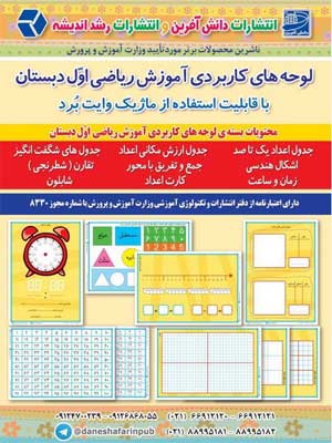 لوح های کاربردی آموزش ریاضی اول دبستان دانش آفرین