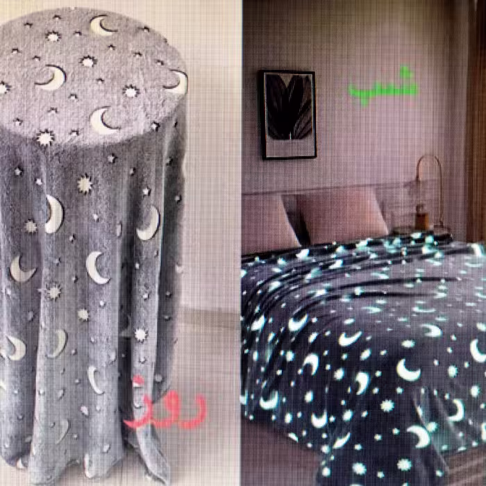 پتو مدل شبنما طرح ماه و ستاره دو نفره سایز 240x220 سانتی متر