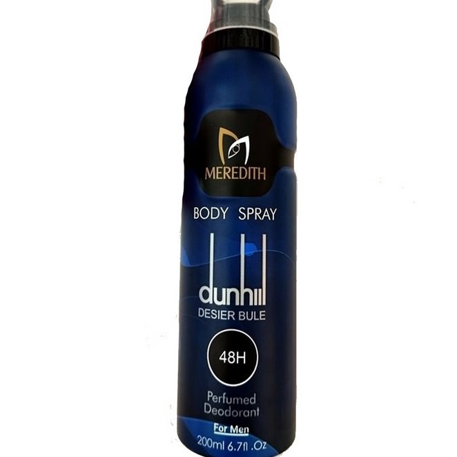 اسپری بدن مردیت مردانه مدل دانهیل بلو  Meredith Body Spray Dunhil Desire Blue