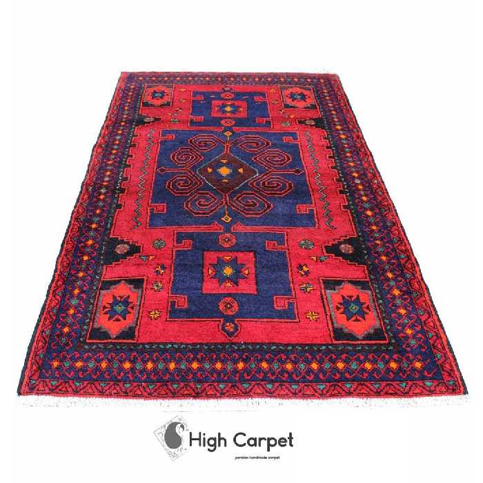 فرش دستبافت عشایری زنجان 3 متری زمینه قرمز بنفش کد 0771