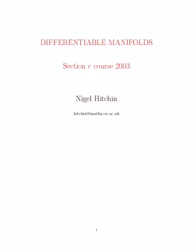 خرید و دانلود نسخه کامل کتاب Diferentiable Manifolds - Section C Course 2003 (Lecture Notes)